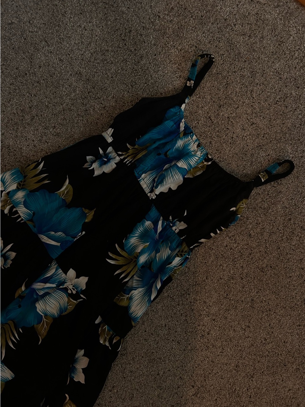 Hawaiian Fashion Tropical Blue Elastic Waist Dress